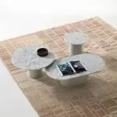 Architectural Ditre Italia Arcade coffee table with modular bases and marble-patterned tops in gray and white tones crafted in Italy