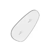 Gray oval shape with black outline, featuring three parallel black lines on a white background, smooth solid form.