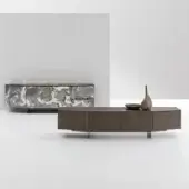 Distinguished Ditre Italia Angle sideboard with tapered design and dark brown wood finish supported by a slender metallic base