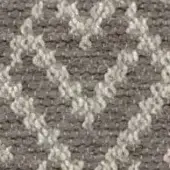 Knit fabric texture with repeating bobbles in light gray and gray, dense garter stitch with visible vertical ribs, nubby surface.