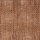 Woven textile sample, muted orange and brown, irregular grid pattern with speckled texture and varying thread thickness.