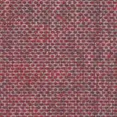 Red woven textile with repeating circular grid pattern on gray background, identified as urbino 034, showing textured fabric depth.