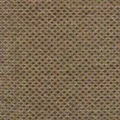 Perforated fabric sample, beige and brown tones, dense grid pattern with uniform circular holes, matte finish, tightly woven texture.