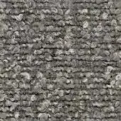 Woven gray textile displaying a horizontal ribbed pattern with a granular, matte surface and speckled tonal variations in the dense fabric.