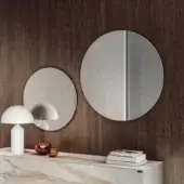Superior Lago Punto mirror crafted in Italy with glass and a vertical stripe detail offering a smooth reflective finish