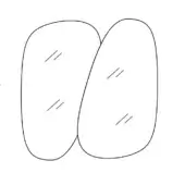 Oval mirrors with white frames, displaying three parallel black lines on reflective surfaces, against a white background.