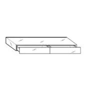 Drawer unit black and white line drawing, two rectangular drawers with recessed handles, wood grain texture, minimalist furniture design.