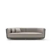 Architectural OAK Solomon sofa with elegant light gray textured seats and a dark metal base for balanced comfort