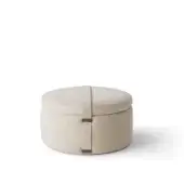 Distinguished OAK Central ottoman with cylindrical base and fitted top in smooth matte textile or synthetic material