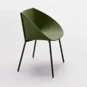 Distinctive LaCividina Taco chair with folded natural felt and steel core in dark green matte finish