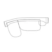 Eyeglasses dark line drawing, rounded oversized lenses, minimalist temples with hinge detail, curved frame, modern design.