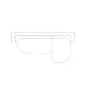 Modular sofa line drawing, rectangular frame, rounded cushions, dashed line detail, minimalist contemporary design, monochromatic schematic.