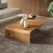 Exceptional Lago Lean coffee table with a hundred-year-old Wildwood top and barely-there tempered glass support crafted in Italy