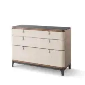 Superior OAK Trinity dresser with creamy drawer fronts and dark contrasting top in a smooth wood-like finish