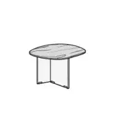Round side table, light gray wood top, clear acrylic legs with metal brackets, minimalist modern design, subtle wood grain texture.