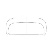 Modular sofa line drawing, white background, curved form, contemporary design, sectional view, minimalist aesthetic, schematic illustration.