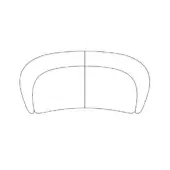 Curved sofa line drawing, neutral tone, modular design with rounded back and flared arms, minimalist contemporary style.