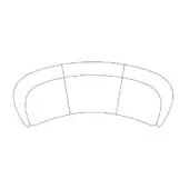 Curved sectional sofa line drawing, white background, modular design with rounded arms and continuous backrest, minimalist aesthetic.