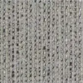 Gray woven textile sample with grid pattern, featuring a coarse, nubby texture and heathered tonal variations in an openwork weave.