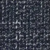 Navy tweed textile sample with speckled silver-gray flecks, dense nubby weave, and slightly uneven yarn texture, wool blend composition.