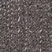 Charcoal gray textile sample displaying a dense, nubby weave with speckled tonal variations and a complex, irregular fiber pattern.
