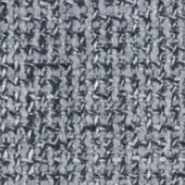 Gray tweed fabric sample displaying a dense, nubby weave with heathered tonal variations and interspersed darker gray threads.