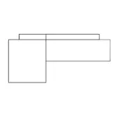 Furniture arrangement schematic, black lines, 90-degree sectional layout with rectangular modules on a white background, minimalist design.