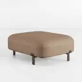 Superior Bizzotto Italia Amulet ottoman upholstered in neutral tan leather with Rame finished legs