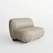 Distinctive Bizzotto Italia Grand Pliage lounge chair with sumptuous beige textile-like cover and lacquered MDF wood details