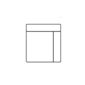 Geometric black line graphic of connected rectangles resembling architecture, with “size b – 2718” text above the right shape on white.