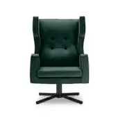 Elegant 4 Mariani Cassandra lounge chair with deep green upholstery, black piping and button-tufted detailing, built with a black metal base