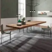 Superior Lago Air extendable table with Wildwood oak and tempered glass legs in a warm brown matte finish