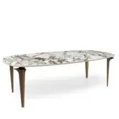 Superior Bizzotto Italia Jete table crafted in white, gray and brown marble with glossy, curved brown legs