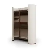 Superior Bizzotto Italia Ikat cupboard with cream glossy finish and dark brown accents revealing wooden wine racks