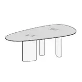 Gray hoa table – version b, oval tabletop with textured surface, three cylindrical legs, minimalist contemporary design.