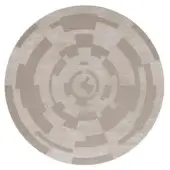 Distinguished Bizzotto Italia Drop rug with concentric geometric shapes in subtly contrasting beige wool and viscose weaves