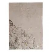Superior Bizzotto Italia Lignum rug replicates burl wood with woven yarns in light beige and darker grey brown hues