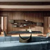 Exceptional Lago U shaped table with a dark matte finish and distinctive sculptural base crafted in Italy