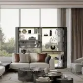 Distinguished Bizzotto Italia Ikat bookcase with a glossy dark frame and lighter matte shelves crafted in Italy