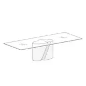 Wadi table, glass top with etched lines, light concrete cylindrical base with angled cutouts, minimalist modern design, studio shot.