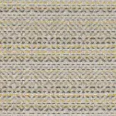 Fabric swatch with horizontal geometric pattern in light gray and beige, featuring small triangles, matte weave, CPRN Homood co1025 col. text.