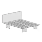 Linear drain system, metal construction, rectangular grate with parallel slots and supporting feet, technical line drawing.