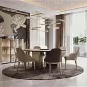Exceptional Bizzotto Italia Ikat dining table with light wood grain surface and textured optical effect finish