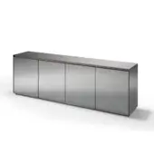 Distinguished Reflex Monolite sideboard with reflective gray glass and bronze finished top profile for contemporary interiors