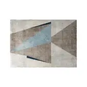 Exquisite CPRN Homood Amal rug with alternating triangles in gray, brown and blue, crafted in high-quality technical materials with a matte finish