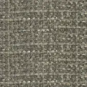 Gray woven fabric sample with heathered texture, beige, olive, and gold tones, dense tweed-like structure, irregular nubby surface.