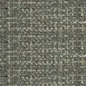 Gray tweed fabric sample with heathered mustard yellow, beige, and silver threads; dense, nubby weave—Pacini & Cappellini A54.