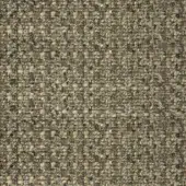 Woven tweed fabric sample, olive green and tan, displaying a heathered texture with vertical lines and a nubby, granular surface.