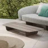 Superior Reflex Segno ottoman with slatted structure crafted in light brown solid surface material and matte finish