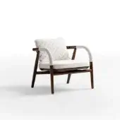 Exceptional CPRN Homood Jiselle lounge chair with solid wood frame and fabric cushions in dark brown finish